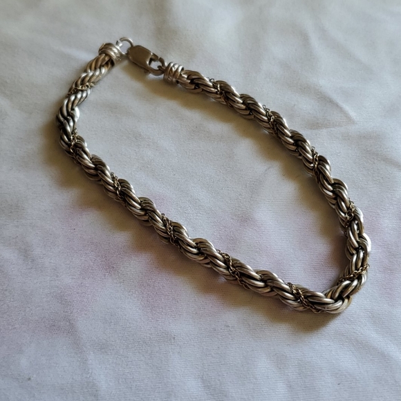 Vintage Jewelry - Beautiful Sterling Silver and 14k Gold Bracelet